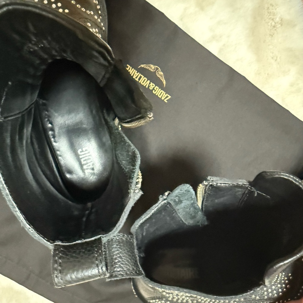 Zadig & Voltaire Laureen Black Studded Ankle Boots - Picture 6 of 9